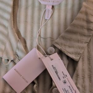 Rebecca Taylor Sage Green Textured Button-Front Blouse